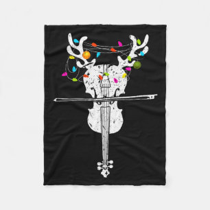 Xmas Violinist Reindeer Christmas Violin Fleece Blanket