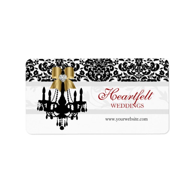 Xmas Wedding Label Jewel Bow Heart Chandelier gold (Front)