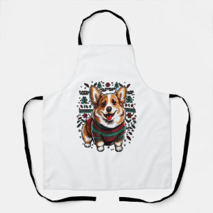 Xmas Welsh Corgi Santa on Christmas Welsh Corgi Apron