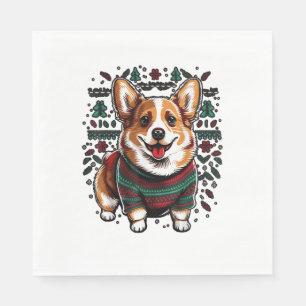 Xmas Welsh Corgi Santa on Christmas Welsh Corgi Napkin