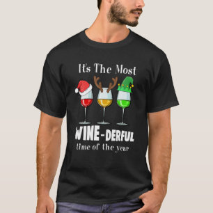 Xmas Wine It's The Most Wine-Derful Time Christmas T-Shirt