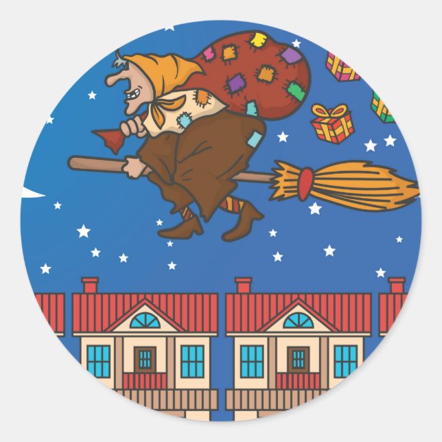 xmas witch Befana Classic Round Sticker (Front)