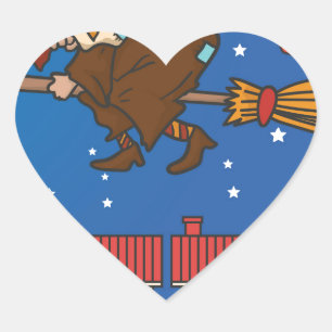 xmas witch Befana Heart Sticker