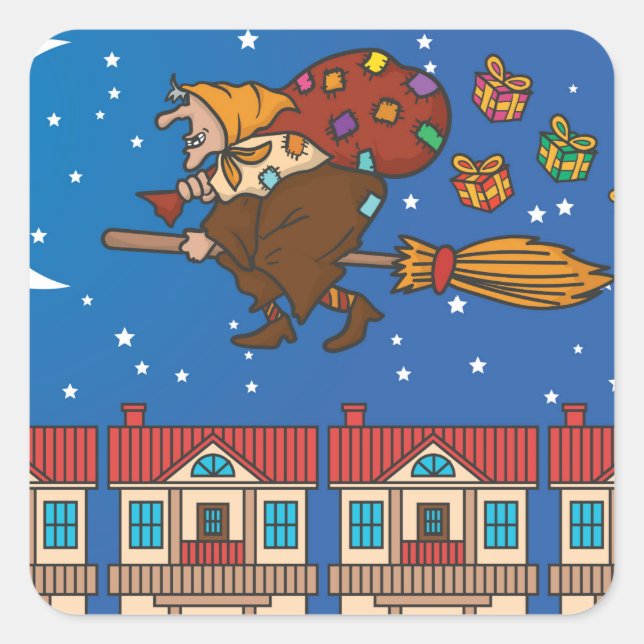 xmas witch Befana Square Sticker (Front)