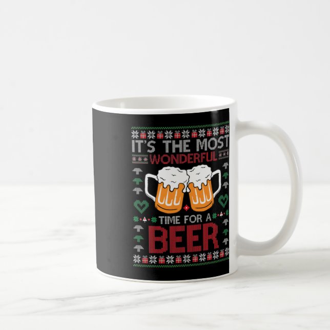 Xmas Wonderful Time For A Beer Ugly Christmas S  Coffee Mug (Right)