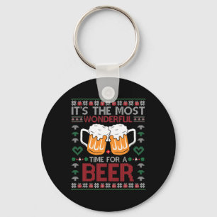 Xmas Wonderful Time For A Beer Ugly Christmas S Key Ring