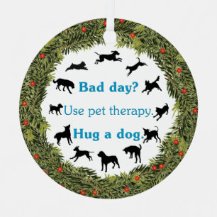 XMas Wreath Therapy Pet v2 Metal Tree Decoration