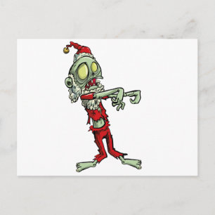 xmas zombie santa claus holiday postcard