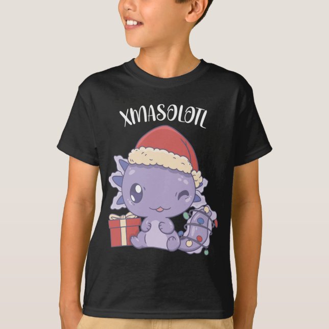 Xmasolotl Cute Axolotl Christmas T-Shirt (Front)