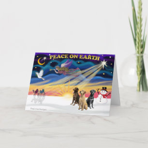 XmasSunrise-3 Labrador Retrievers Holiday Card