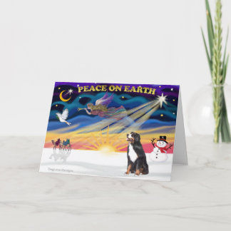 XmasSunrise-Bernese Mountain Dog 3 Holiday Card