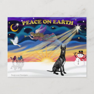 XmasSunrise-Black Great Dane Holiday Postcard