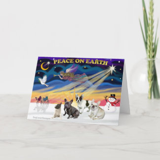 XmasSunrise-Four FrenchBulldogs Holiday Card