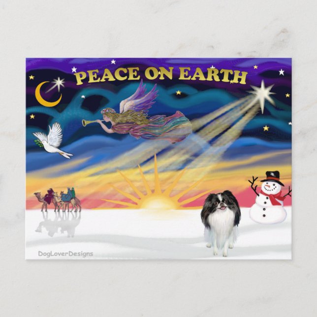 XmasSunrise-Japanese Chin Holiday Postcard (Front)