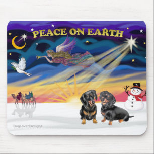 XmasSunrise-Two black Dachshunds Mouse Mat