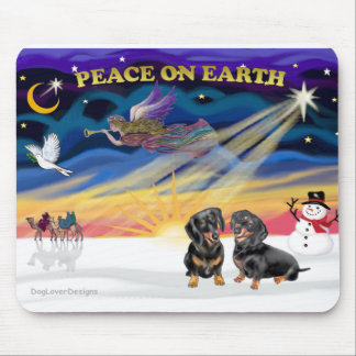XmasSunrise-Two black Dachshunds Mouse Mat