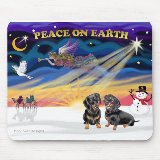 XmasSunrise-Two black Dachshunds Mouse Mat (Front)