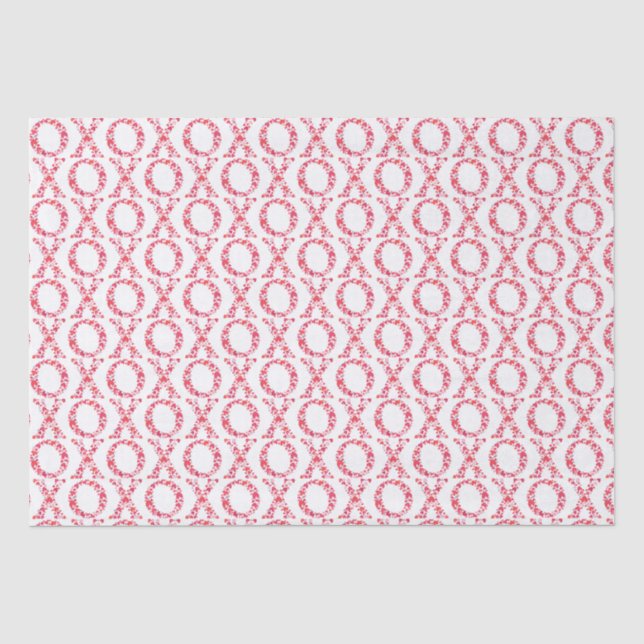 XO colourful hearts patterns love Valentine        Tissue Paper (Front)