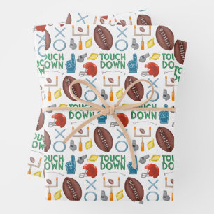 XO Football Season Touchdown First Down Tailgate Wrapping Paper Sheet