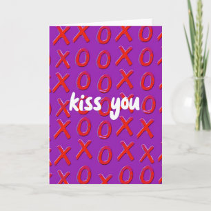 Xo Heart Pattern Kiss You Card
