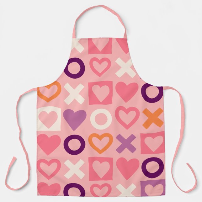 XO Hearts Love Pattern Kitchen Apron (Front)