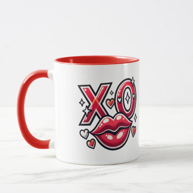 XO Kiss and Hearts Artwork Mug (Left)