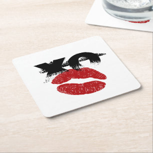 XO XO kiss me retro Coaster /Hens, Stag Fun Party
