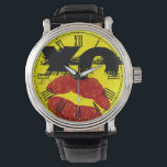 XO XO kiss me retro Watch / Fun Party fashion<br><div class="desc">Watch: Classic retro fashion watch with kissing red lips and text "XO" kiss me. Text can be customised to any other letters,  monogramm letters. Be fabulous - fun party watch,  secret Santa / night out</div>