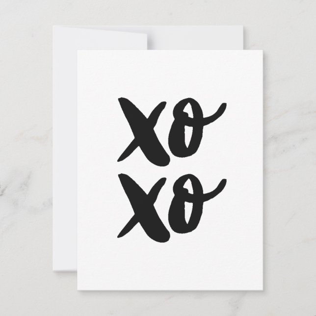 XO XO. Valentines day hugs and kisses. Black Holiday Card (Front)
