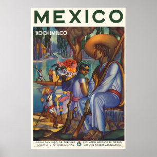Xochimilco Mexico City Mexico Vintage Travel Poster