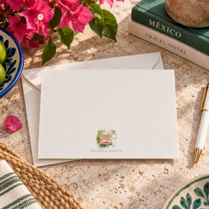 Xochimilco Watercolor Trajinera Name Stationery Card