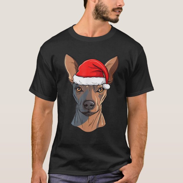 Xolo Christmas Santa Hairless Mexican Dog Cute Hol T-Shirt (Front)
