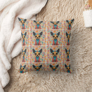 Xoloitzcuintli Floral Pattern Cushion