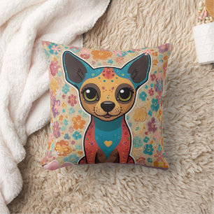 Xoloitzcuintli Floral Print Cushion