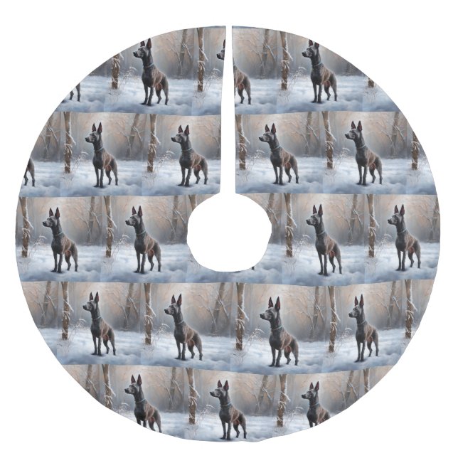 Xoloitzcuintli Let It Snow Christmas Brushed Polyester Tree Skirt (Front)