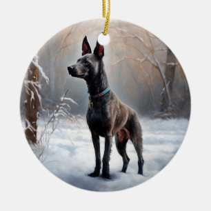 Xoloitzcuintli Let It Snow Christmas Ceramic Tree Decoration