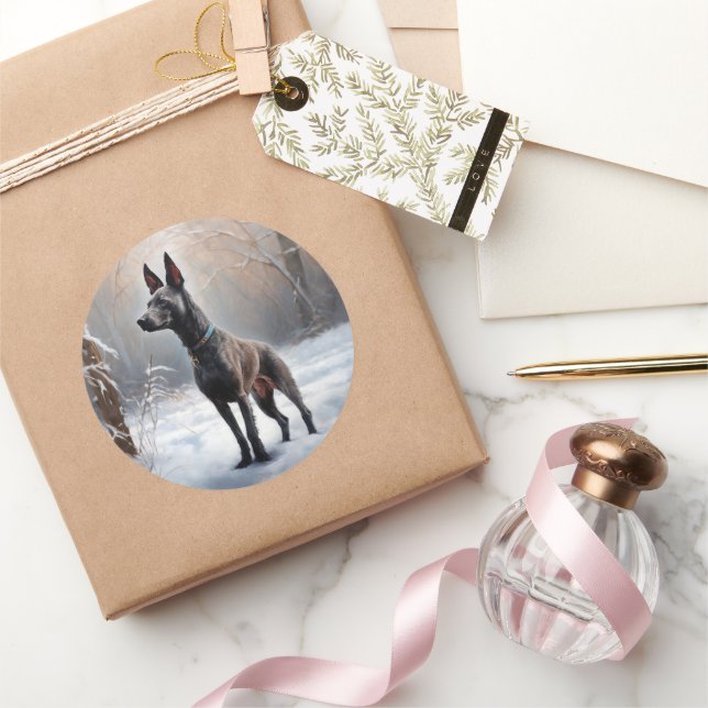 Xoloitzcuintli Let It Snow Christmas Classic Round Sticker (Gifting)