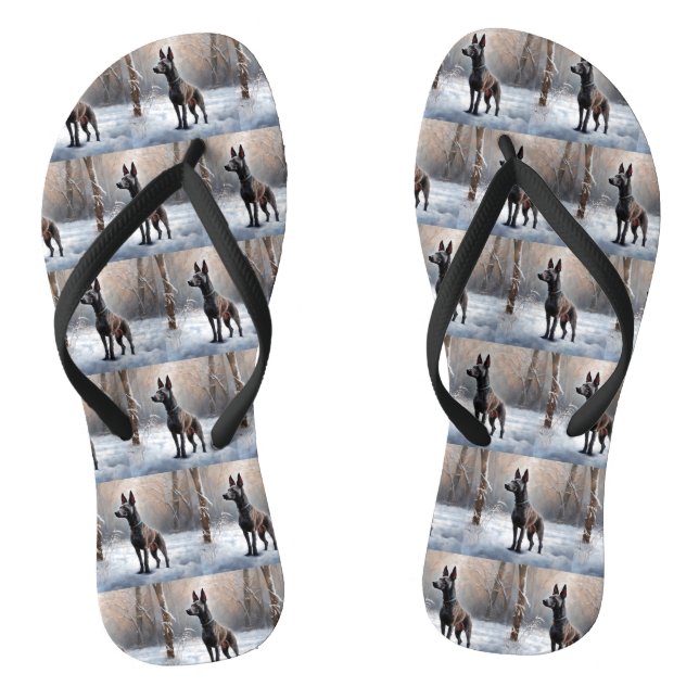 Xoloitzcuintli Let It Snow Christmas Flip Flops (Footbed)