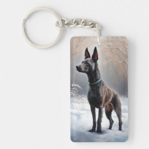 Xoloitzcuintli Let It Snow Christmas Key Ring