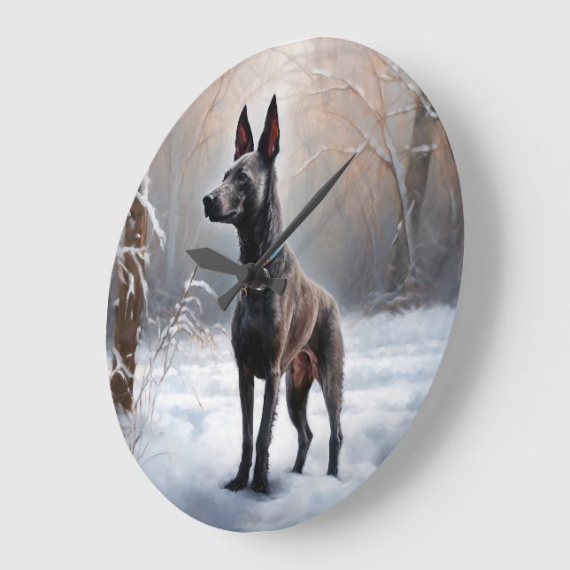 Xoloitzcuintli Let It Snow Christmas Large Clock (Angle)