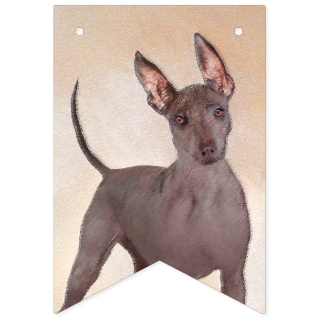 Xoloitzcuintli Painting - Cute Original Dog Art Bunting (First Flag)