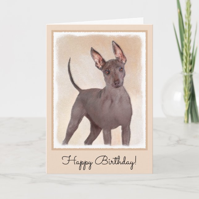 Xoloitzcuintli Painting - Cute Original Dog Art Card (Front)