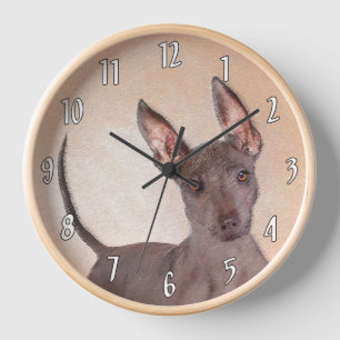 Xoloitzcuintli Painting - Cute Original Dog Art Clock