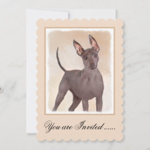 Xoloitzcuintli Painting - Cute Original Dog Art Invitation