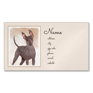 Xoloitzcuintli Painting - Cute Original Dog Art Magnetic Business Card