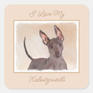 Xoloitzcuintli Painting - Cute Original Dog Art Sq Square Sticker
