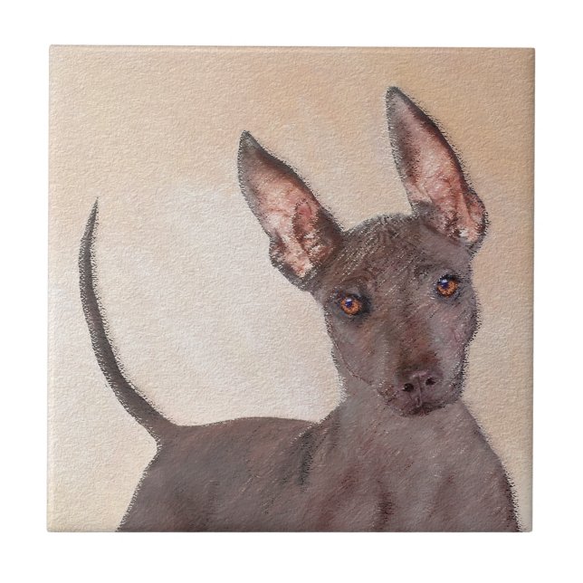 Xoloitzcuintli Painting - Cute Original Dog Art Tile (Front)