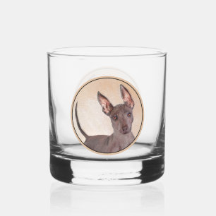 Xoloitzcuintli Painting - Cute Original Dog Art Whiskey Glass