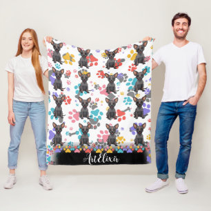 Xoloitzcuintli Paws Print Fleece Blanket