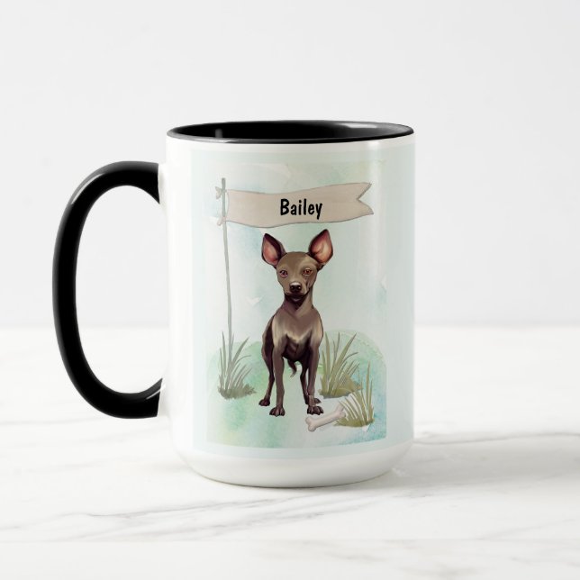 Xoloitzcuintli Watercolor Personalised Dog Mug (Left)